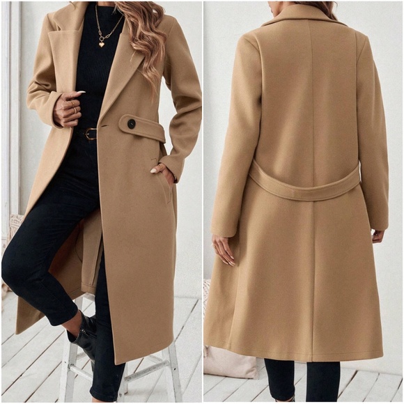 Classic Button up Pockets Loose Fit Coat Jacket - Picture 2 of 5